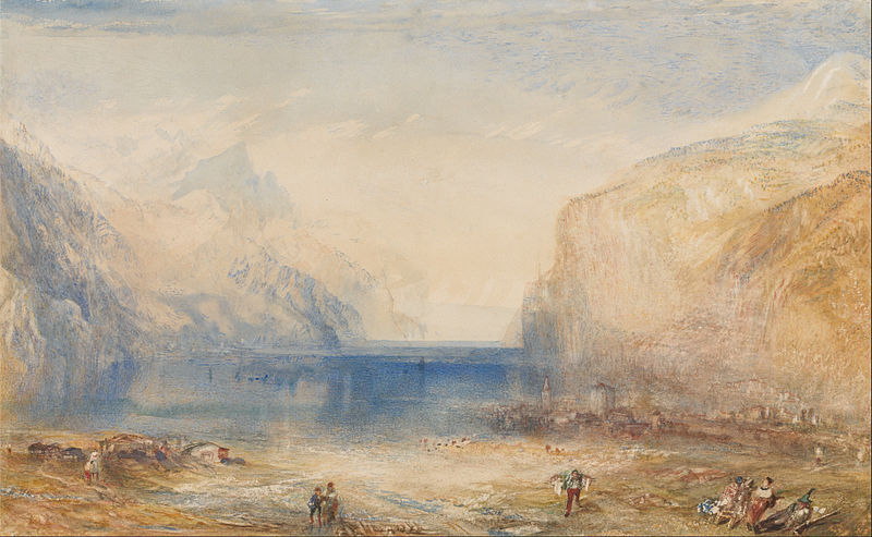 Dimineata la Fluelen privind lacul, pictura de J.M.W. Turner. Sursa Wikipedia.